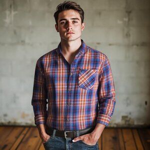 North Face Mens Plaid Flannel Button Up Long Sleeve Shirt